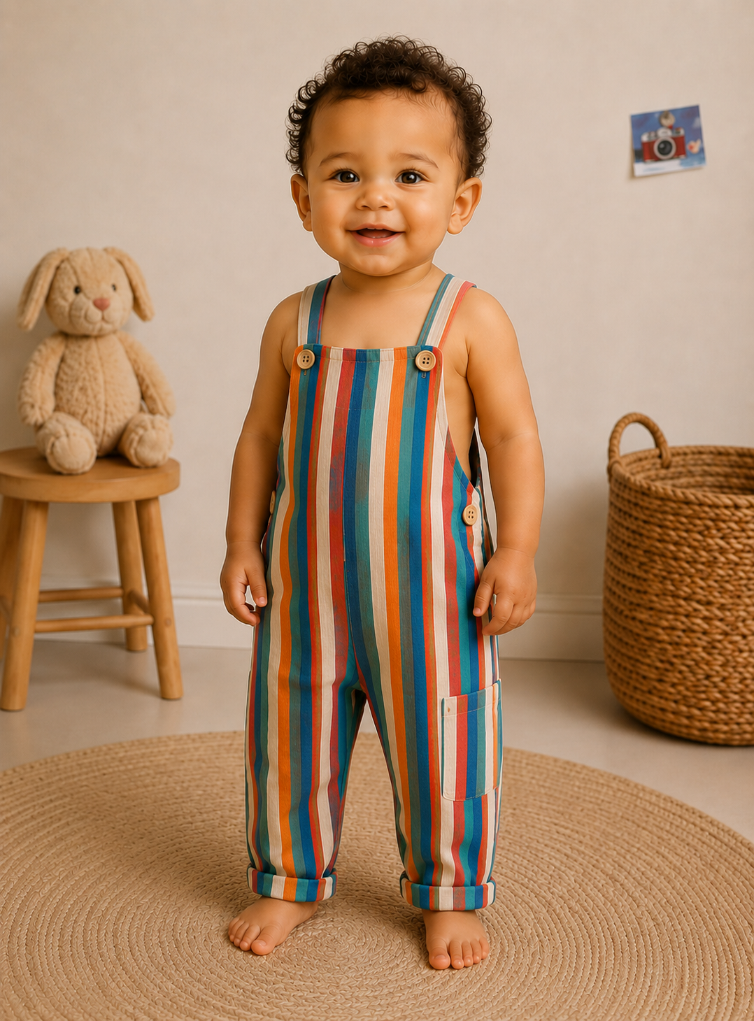 Salopette rayée multicolore