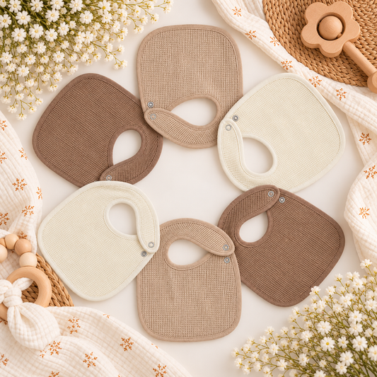 Lot de 6 bavoirs naissance Nid d'abeille