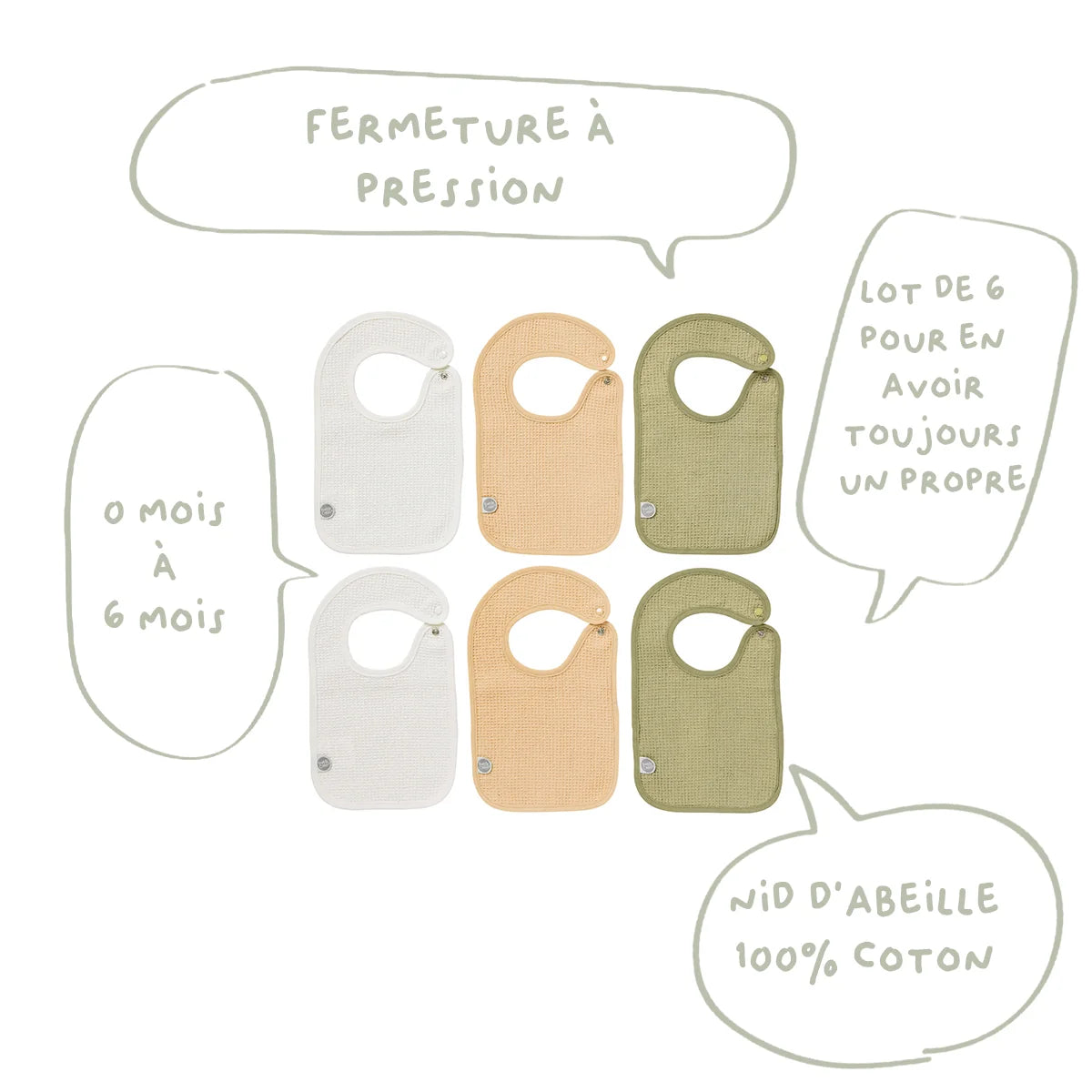 Lot de 6 bavoirs Les Colorés
