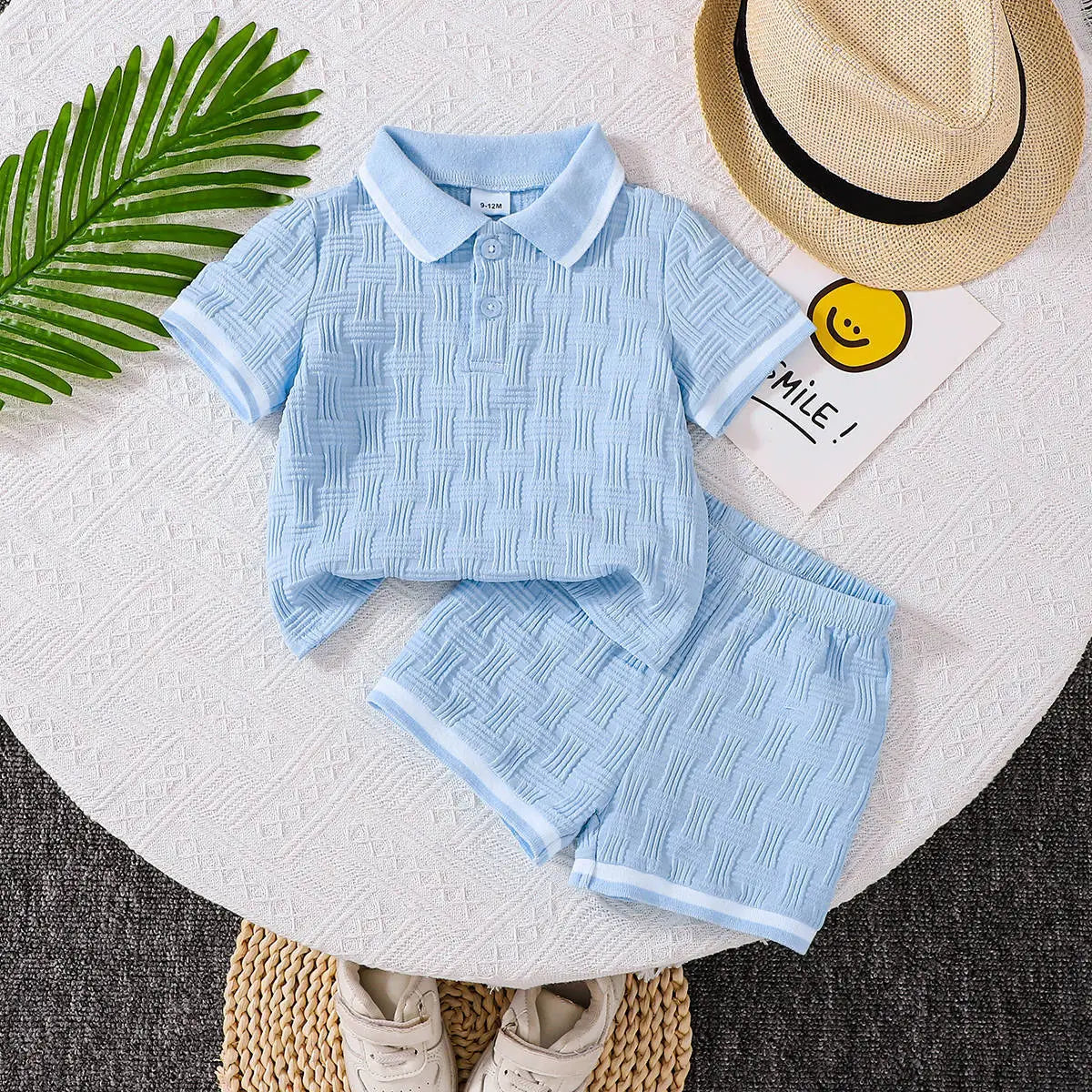 Ensemble Polo Jacquard Bleu Ciel