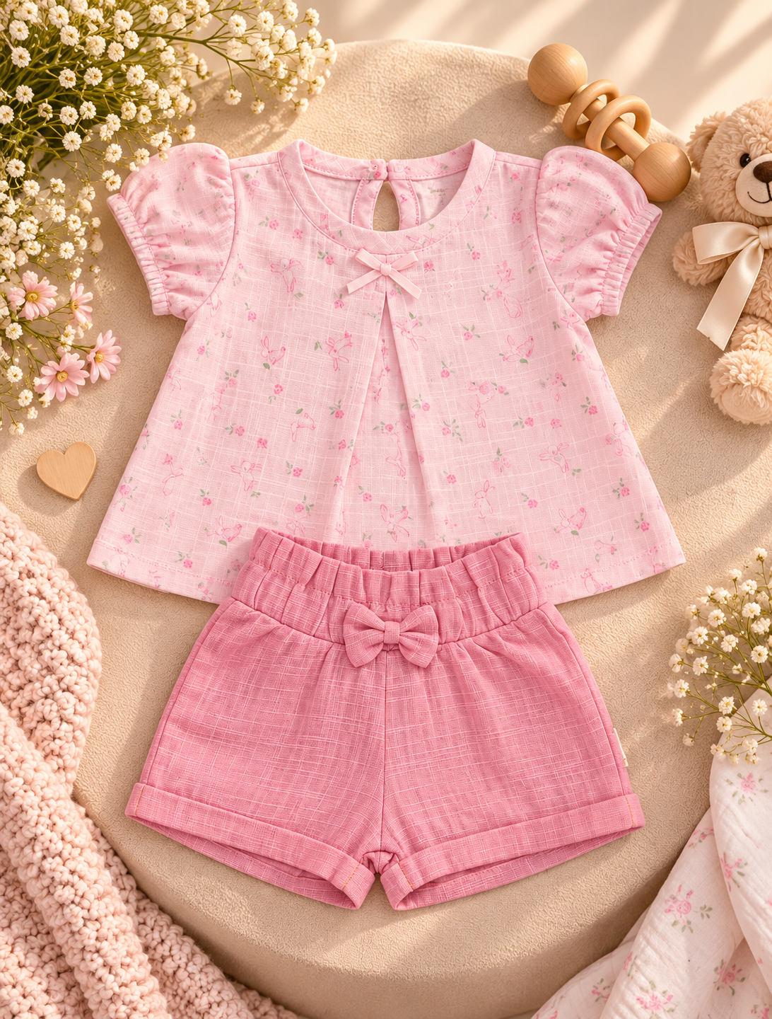 Ensemble Short Lapin rose