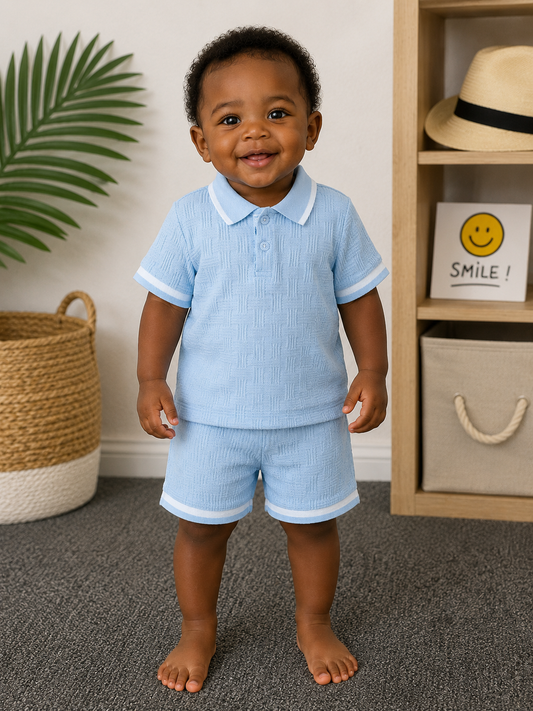Ensemble Polo Jacquard Bleu Ciel