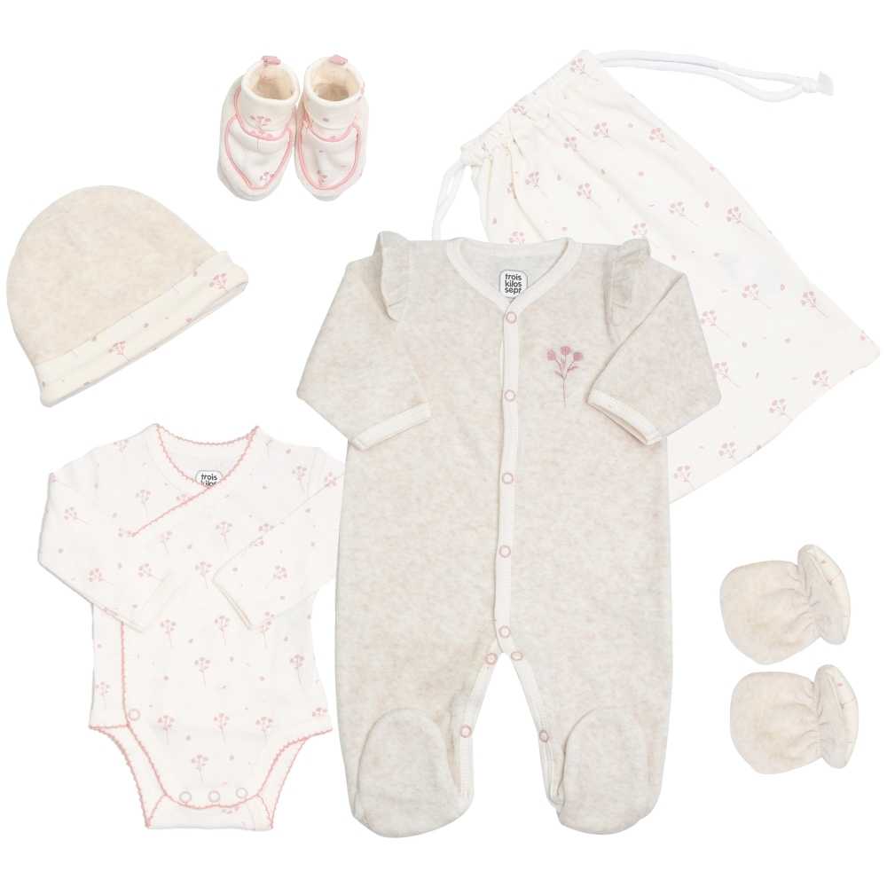 Kit de naissance Fleuri - 6 pièces