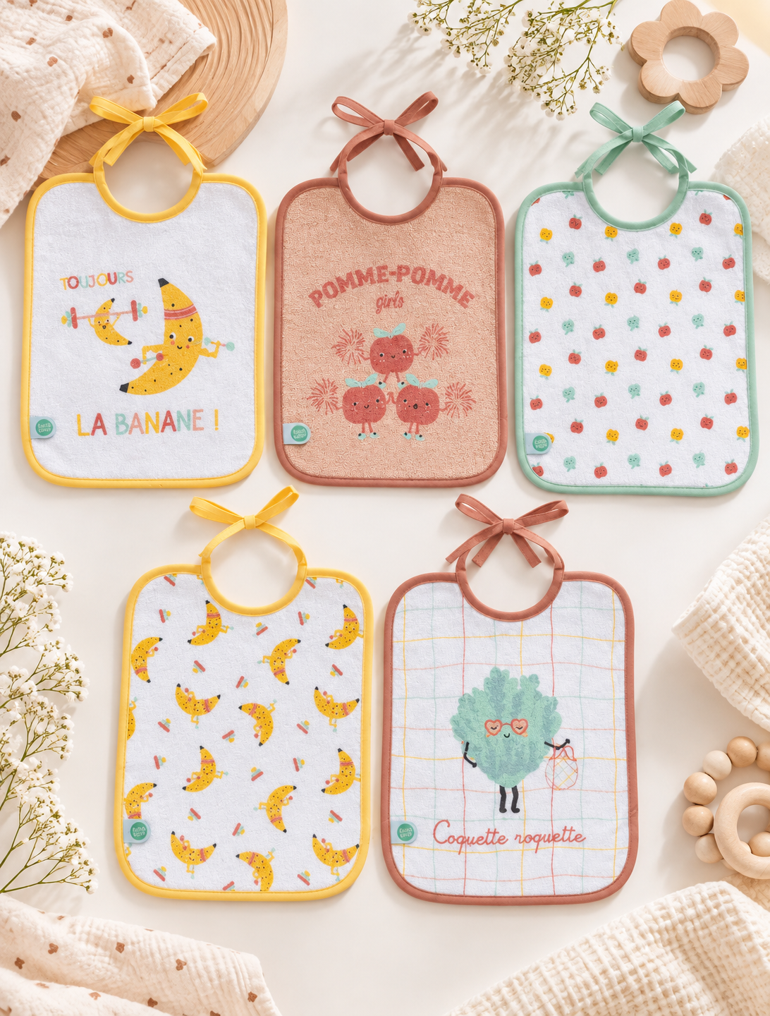 Lot de 5 bavoirs Smoothie